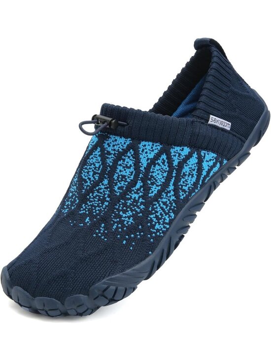 ?Men\'s Blue Knit Pull on Comfortable Elastic Adjustable Non Slip Shoes main image 3